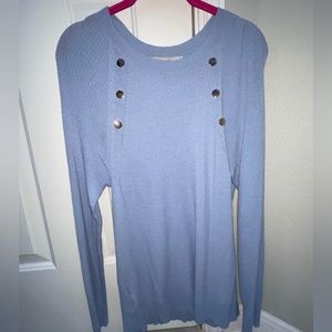 Loft Light Blue Long Sleeve Button Top